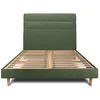 Image de Lit 140x200cm Avec Tête De Lit Lignes Tissu Et Sommier Kit Vert - Hauteur Totale : 29cm