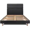 Image de Lit 180x200cm Avec Tête De Lit Lignes Tissu Et Sommier Kit Noir - Hauteur Totale : 29cm