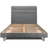 Image de Lit 200x200cm Avec Tête De Lit Lignes Tissu Et Sommier Kit Gris Anthracite - Hauteur Totale : 29cm