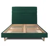 Image de Lit 2 places - SOMMEIL DE PLOMB - Tête de lit lignes velours & sommier kit H29cm - 140x190 cm - Vert - Pin massif