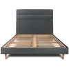 Image de Lit 200x200cm Avec Tête De Lit Lignes Velours Et Sommier Kit Gris Anthracite - Hauteur Totale : 29cm