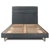 Image de Lit 200x200cm avec tête de lit lignes velours et sommier kit anthracite - Hauteur totale : 29cm