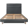 Image de Lit 140x190cm Avec Tête De Lit Lignes Velours Et Sommier Kit Gris Anthracite - Hauteur Totale : 29cm