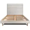 Image de Lit 180x200cm Avec Tête De Lit Lignes Bouclette Et Sommier Kit Beige - Hauteur Totale : 29cm