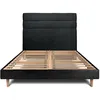 Image de Lit 200x200cm Avec Tête De Lit Lignes Bouclette Et Sommier Kit Noir - Hauteur Totale : 29cm