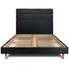 Image de Lit 160x200cm avec tête de lit lignes bouclette et sommier kit Noir - Hauteur totale : 29cm