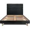 Image de Lit 140x200cm Avec Tête De Lit Lignes Bouclette Et Sommier Kit Noir - Hauteur Totale : 29cm