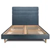 Image de Lit lignes bouclette - Noir - Bois massif - 140x190cm