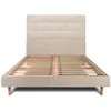 Image de Lit 160x200cm Avec Tête De Lit Capitonnée Tissu Et Sommier Kit Beige Brun - Hauteur Totale : 29cm