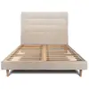 Image de Lit 140x200cm Avec Tête De Lit Capitonnée Tissu Et Sommier Kit Beige Brun - Hauteur Totale : 29cm