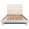 Image de Lit 200x200cm - SOMMEIL DE PLOMB - Beige clair - Tête de lit capitonnée - Bois massif - Style contemporain