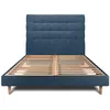 Image de Lit 180x200cm Avec Tête De Lit Capitonnée Tissu Et Sommier Kit Bleu - Hauteur Totale : 29cm