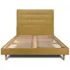 Image de Lit 140x190cm Avec Tête De Lit Capitonnée Tissu Et Sommier Kit Jaune - Hauteur Totale : 29cm