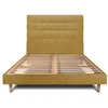 Image de Lit 140 x 190 cm - SOMMEIL DE PLOMB - Tête de lit capitonnée H29cm - Jaune - Bois massif - Sommier tapissier