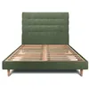 Image de Lit 140x190cm avec tête de lit capitonnée tissu et sommier kit vert - Hauteur totale : 29cm