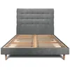 Image de Lit 200x200 cm - SOMMEIL DE PLOMB - Tête de lit capitonnée tissu H29cm - Sommier kit tapissier - Gris anthracite