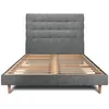 Image de Lit 160x200cm Avec Tête De Lit Capitonnée Tissu Et Sommier Kit Gris Anthracite - Hauteur Totale : 29cm