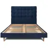 Image de Lit 160x200cm Avec Tête De Lit Capitonnée Velours Et Sommier Kit Bleu - Hauteur Totale : 29cm
