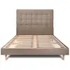 Image de Lit 200x200cm Avec Tête De Lit Capitonnée Velours Et Sommier Kit Taupe - Hauteur Totale : 29cm