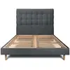 Image de Lit 200x200cm Avec Tête De Lit Capitonnée Velours Et Sommier Kit Gris Anthracite - Hauteur Totale : 29cm