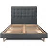 Image de Lit 160x200cm Avec Tête De Lit Capitonnée Velours Et Sommier Kit Gris Anthracite - Hauteur Totale : 29cm