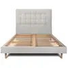 Image de Lit 200x200cm Avec Tête De Lit Capitonnée Velours Et Sommier Kit Gris Clair - Hauteur Totale : 29cm