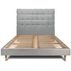 Image de Lit 180x200cm Avec Tête De Lit Capitonnée Bouclette Et Sommier Kit Gris - Hauteur Totale : 29cm
