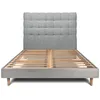 Image de Lit 140x190cm - Gris - Tête de lit capitonnée bouclette - Bois massif - Style Scandinave Moderne