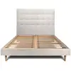 Image de Lit 160x200cm Avec Tête De Lit Capitonnée Bouclette Et Sommier Kit Beige - Hauteur Totale : 29cm
