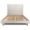 Image de Lit 160x200 cm - SOMMEIL DE PLOMB - Lit tête de lit capitonnée bouclette H29cm - Sommier tapissier kit - Bois massif - Beige