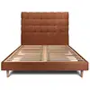 Image de Lit 160x200cm Avec Tête De Lit Capitonnée Bouclette Et Sommier Kit Terracotta - Hauteur Totale : 29cm
