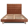 Image de Lit 160x200cm - TERRACOTTA - Tête de lit capitonnée - Bois massif - Style contemporain - Sommier inclus