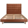 Image de Lit 140x200cm Avec Tête De Lit Capitonnée Bouclette Et Sommier Kit Terracotta - Hauteur Totale : 29cm