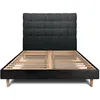 Image de Lit 180x200cm Avec Tête De Lit Capitonnée Bouclette Et Sommier Kit Noir - Hauteur Totale : 29cm
