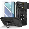 Image de Coque pour Xiaomi Redmi Note 13 4G + 2 Verre Trempé Housse Avec Anneau Protection Coulissante Caméra Noir - TECHTA