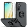 Image de Coque pour Samsung Galaxy A36 5G/A56 5G Noir avec Anneau Stand Case+ 2 x Protecteur décran en Verre TrempéNoir - TECHTA