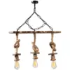 Image de Suspension Rustique Filaire 3 Lampes Cordes Et Bois Zya
