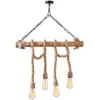 Image de Suspension Rustique Filaire 4 Lampes Cordes Et Bois Loane