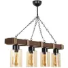 Image de Suspension Filaire 4 Lampes Bois Et Métal Saphia