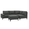 Image de Canapé D'angle 4-5 Places En Tissu Chenille Gris Anthracite Avec Pouf Colchester