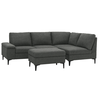 Image de Canapé d'angle 4-5 places en tissu chenille gris anthracite avec pouf colchester