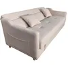 Image de ADARE - Canapé convertible avec coffre en velours côtelé beige 3 places