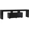 Image de Meuble Tv Avec Placards Bois Noir 180cm Basi