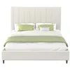 Image de CAMBRIDGE - Lit bouclette 160x200cm beige avec tête de lit et sommier