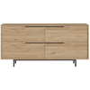 Image de Buffet 4 Portes Finition Bois Et Métal Noir 160x75cm Abey