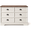 Image de Commode 6 Tiroirs Blanc Et Bois 120cm Valla