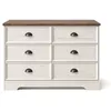 Image de VALLA - Commode 6 tiroirs blanc et bois 120cm