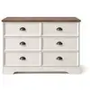 Image de Commode 6 tiroirs blanc et bois 120cm valla