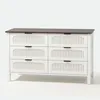 Image de BRIX - Commode 6 tiroirs blanc rainuré et bois 120cm