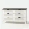 Image de Commode 6 tiroirs blanc rainuré et bois 120cm brix